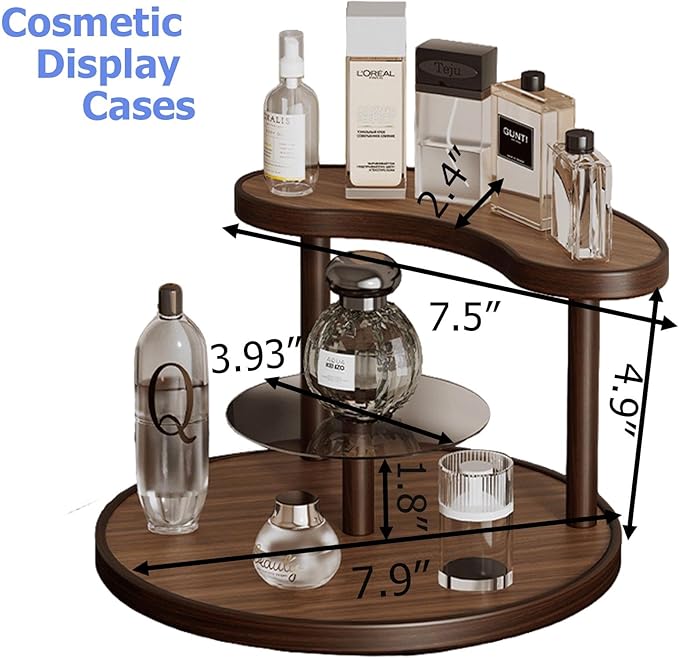 GDQ Wooden Display Organizer Stand,Perfume Organizer, Brown Bamboo Vanity Organizer Display Storage for Cosmetics, Perfume, Plants, Tea Set, Open Design for Entryway/Living Room/Bathroom/Bedroom