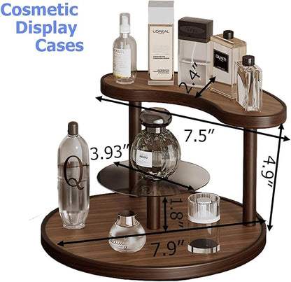 GDQ Wooden Display Organizer Stand,Perfume Organizer, Brown Bamboo Vanity Organizer Display Storage for Cosmetics, Perfume, Plants, Tea Set, Open Design for Entryway/Living Room/Bathroom/Bedroom