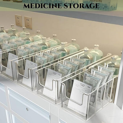 Foldable Storage Bins, Clear Expandable Boxes for Organizing, Adjustable from 9.65-16.93" Drawer Organizers Separators Dividers for Bedroom Kitchen Utensils Tools Closet