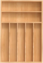 Silverware Organizer, Bamboo Kitchen Drawer Organizer, Utensil Holder, Cutlery Tray & Spoon Flatware Storage with Grooved Drawer Dividers (11''W x 16''D)