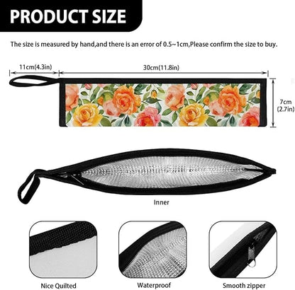 Portable Tableware Carrier Pouch Cutlery Bag Silverware Organizer Accessories for Travel Camp Party, Blooming Flower