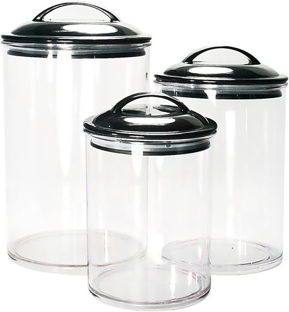 Calypso Basics by Reston Lloyd Acrylic Storage Canisters, Set of 3, Black