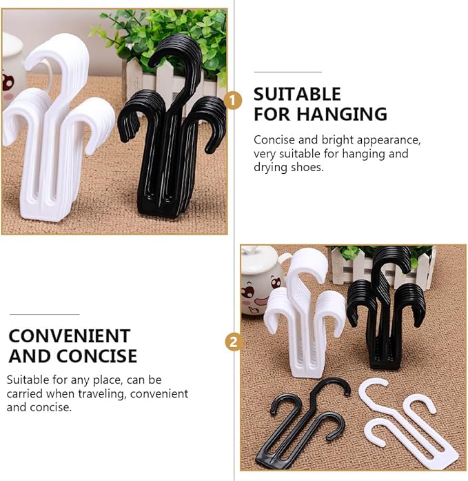 Healeved 12pcs Multi-functional Plastic Shoe Holder Hooks Sturdy Slippers Drying Organizer for Bike and Home Hanging Shoe Rack Storage