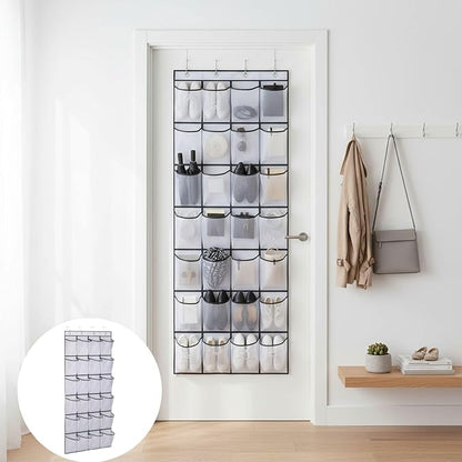 Over the Door Shoe Organizer for Bedroom Door with Multiple Pockets - Hanging Shoe Storage Bag Caddy