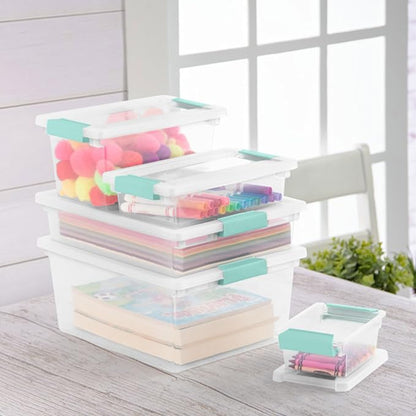 Sterilite 4-Pack Clip Box, Large Stackable Plastic Storage Bins w/ Latching Lids, 18.7 Gal - Heavy-Duty Organizing Containers for Home, Closet, Bathroom, and Office