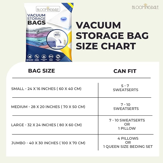 Bloomingdale Vacuum Bags For Travel Reusable Vacuum Bags For Clothes With Pump For Space Saving Ziplock Bags For Travel Packing Blankets Compression Vacuum Storage Bags Vacuum Bag- Set Of 9 (3M,3L,3J)