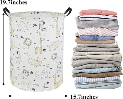 Baby Laundry Hamper Basket Baby Hamper for Nursery Boy and Girl Cute Kids Toys Storage Bin Organizer Animal Room Decor(Animals)