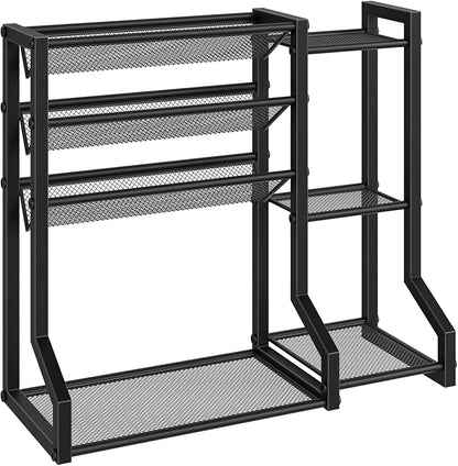 HOOBRO 4-Tier Spice Rack, Seasoning Organizer, Stackable Spice Rack Organizer, Spice Jar Storage Organizer, for Kitchen, Cupboard, Countertop, Black BK48TL01