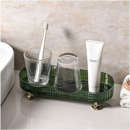 Small Bathroom Trays for Counter, Countertop Makeup Organizer Tray for Vanity, Make up Organizer Perfume Trays for Dresser, Clear Vanity Tray for Perfume, Lotions, Skincare and Cosmetics