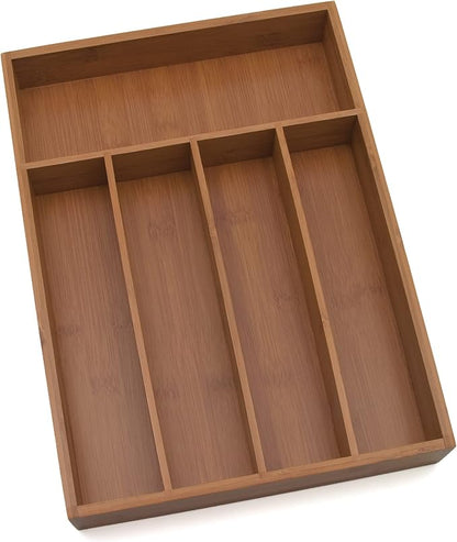 Lipper International 8876 Bamboo Wood Flatware Organizer, 5 Compartments, 10 1/2" x 14" x 2"
