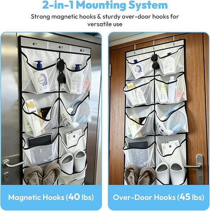 Cruise Essentials 2026, Magnetic Over The Door Organizer for Cruise Ships, 12 Large Mesh Pockets Cruise Cabin Organizer and Storage, Cruise Ship Must Haves for Royal Caribbean, Carnival, NCL