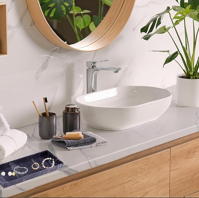 2 Silicone Bathroom Counter Tray, 7.8" x 3.9" & 11.8" x 5" Vanity Tray, Decorative Kitchen Soap Holder Plate Organizer for Makeup Perfume Candle Key Storage Toilet Tank Sink Table Desk (Marble Black)