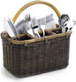 The Basket Lady Wicker Utensil Caddy, One Size, Antique Walnut Brown