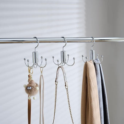 Belt Hanger Duo, 2-Pack - Closet Organizer with Rotatable Design for Easy Selection, Versatile Rack for Belts, Ties, Scarves - Silver