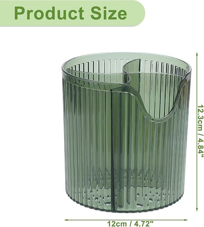 VOCOSTE Makeup Brush Cup, Makeup Organizer, 4 Slot Makeup Brush Holder, Cosmetics Storage Cup, for Vanity for Desktop, for Bathroom Countertops, Clear Green