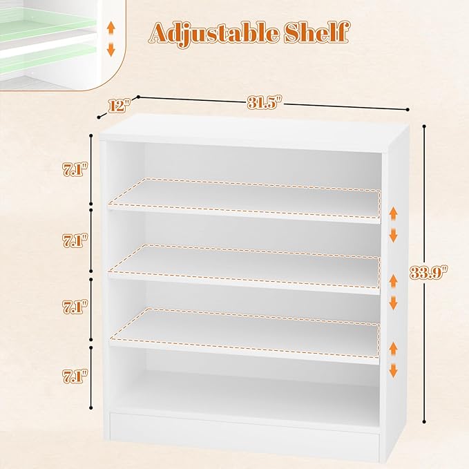 Homieasy Shoe Cabinet, 5-Tier Modern Wood Shoe Storage Organizer with 3 Adjustable Shelves for Entryway, Multi-Purpose Display Shelf & Storage Cabinet for Living Room, Bedroom, White