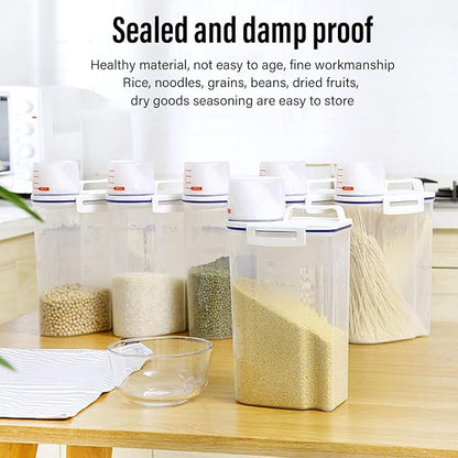 Milltrip Rice Storage Container, 2PCS Rice Storage Container 2.5L Plastic Rice Dispenser Bin with Pour Spout for Rice Beans Grains Small Dry Food