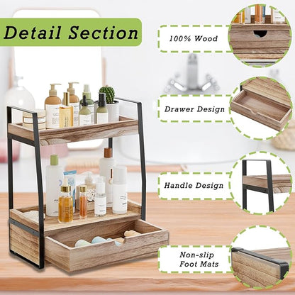 Boulphia 2-Tier Bathroom Organizer Countertop, Bathroom Sink Organizer Countertop, Vanity, Counter Shelf, Brown