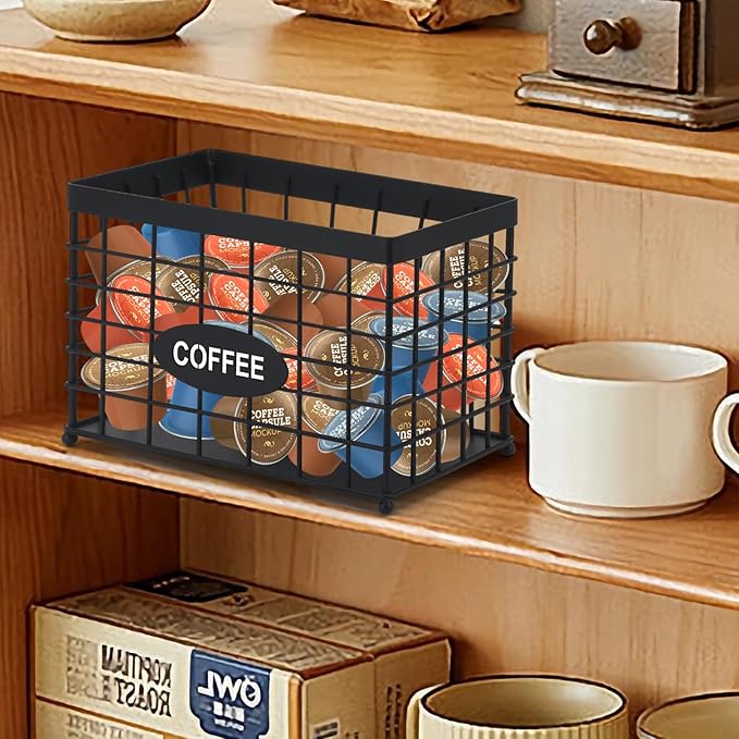 Coffee Pod Holder Basket Magnetic Coffee Pods Holder High-Capacity k Cup Holder Coffee Station Organizer,Coffee Bar Accessories.Suitable For Kitchen And Office Countertop
