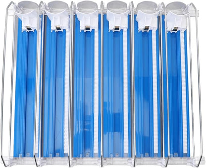 Zerodis 6Pcs Fridge Drink Organizer, Can Water Bottle Drink Dispenser Automatic Beverage Pusher Beverage Thruster Beer Supermarket Shelf Thrusters Convenience Store Freezer (Blue)