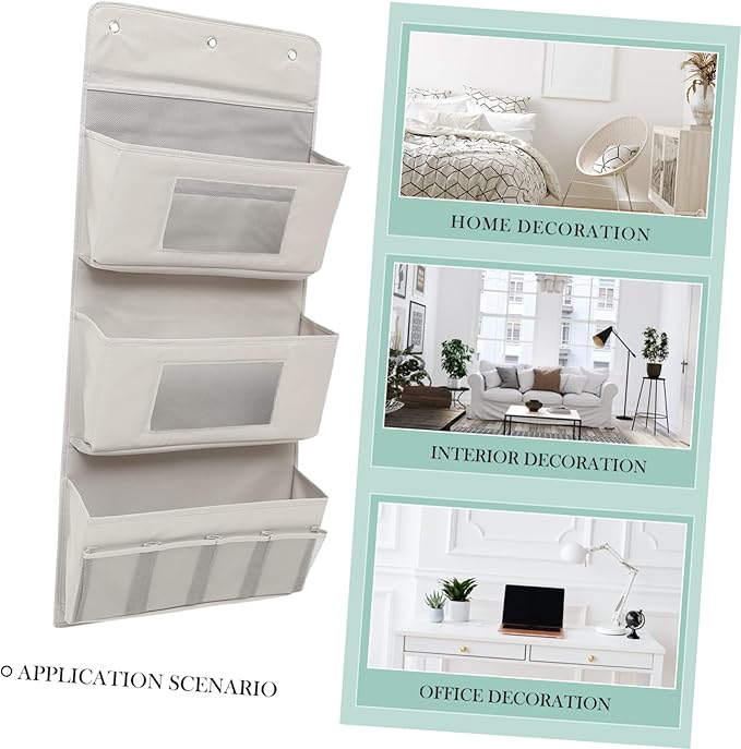 CHILDWEET Door Storage Organizer 3-Tier Hanging Storage Pouch 40x90cm Grey Fabric No Drill Foldable for Boys and Girls Room Dormitory or Home Use