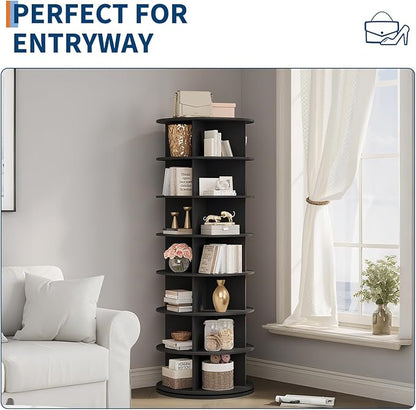 GarveeHome 7 Tier Rotating Shoe Rack Tower, 360° Revolving Free Standing Spinning Shoe Organizer, Vertical Spinning Shoes Display, Shoes Rack Storage Round Carousel, Rotate Shoes Closet Organization