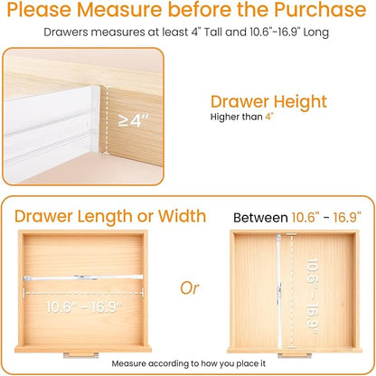 4 Pack Drawer Dividers for Clothes, 4" High 10.6"-16.9" Drawer Divider Adjustable Expandable Dresser Drawer Organizer, Clear Dresser Separators for Clothes, Underwear, Baby Clothes,Cosmetic,Toiletries