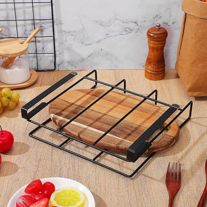 Housoutil Stainless Steel Under Cabinet Cutting Board Holder, One-Layer Chopping Board Holder, Space-Saving Rack for Countertop and Cabinet Door Storage