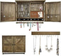 GLANT Rustic Wall Mounted Jewelry Organizer with Wooden Barndoor Decor,Wooden Wall Mount Holder,Jewelry holder for Necklaces, Earings, Bracelets, Ring Holder. Includes matching hook organizer