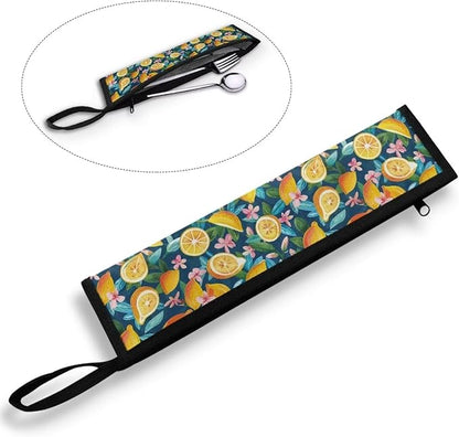 COEQINE Lemon Utensil Holder Storage Case Leafproof Fork Spoon Knife Organizer Counter Lightweight Portable Utensiles With Handles Travel Accessoreies Portable Chopstick Case