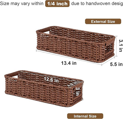 Toilet Tank Basket, Wicker Basket for Toilet Paper Storage,Small Baskets for Countertop,Shelves,Living Room,Bedroom,Both Organizer&Decor