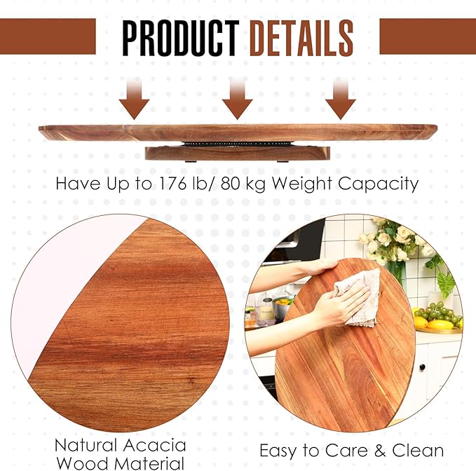 Tioncy 2 Pcs 21 Inch Wooden Large Lazy Susan Turntable 0.78" Thicken Wood Table Lazy Susan Centerpiece for Serving Dining Storage Organizer Countertop Patio Kitchen Cheese Board Pantry