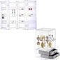 Sooyee 4 Doors Foldable Necklace Hanging Jewelry Organizer Double Sided Stand Display & 5 Drawers,Dustproof Jewelry Rack Display, Clear
