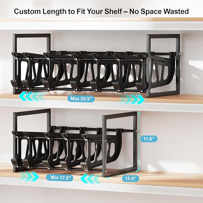 iSPECLE Expandable Can Organizer for Pantry, 2 Pack Large Capacity 120 Cans Can Storage Organizer Pantry Rack, Auto Rolling Dispenser & Stackable Wire Holder for Deep Pantry Shelves, Black