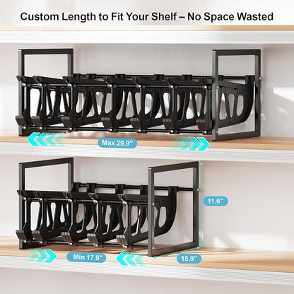 iSPECLE Expandable Can Organizer for Pantry, 2 Pack Large Capacity 120 Cans Can Storage Organizer Pantry Rack, Auto Rolling Dispenser & Stackable Wire Holder for Deep Pantry Shelves, Black