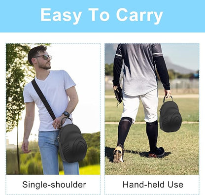 Hard Hat Case for Baseball Caps, Baseball Hat Organizer with Carrying Handle & Shoulder Strap, Hat Carrier Case for Travel, Baseball Hat Organizer Holder for 6 Baseball Caps, Black