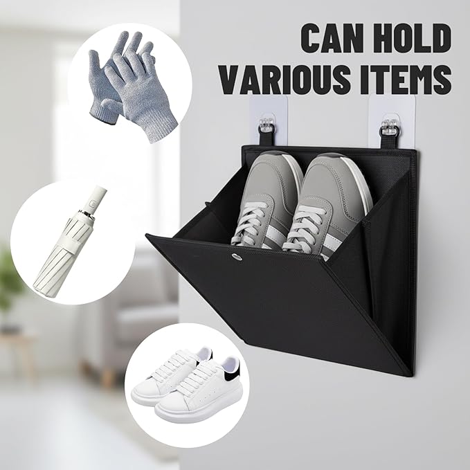 2-Packs Over The Door Organizer - Foldable Hanging Storage Rack with Adhesive Hooks for Shoes, Toiletries | No Drill Space Saver for Narrow Doors in RV, Dorm, Bathroom, Closet (2PCS)