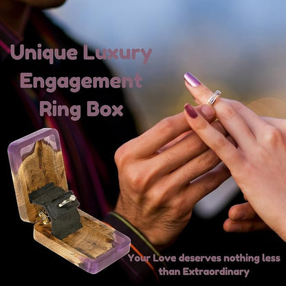 RWA Slim Engagement Ring Box for Proposal – Unique Wedding Ring Holder & Jewelry Display Case – Travel Jewelry Organizer, Ring Bearer Box, Proposal Gift, Wedding Ring Box for Ceremony, FLIP purple