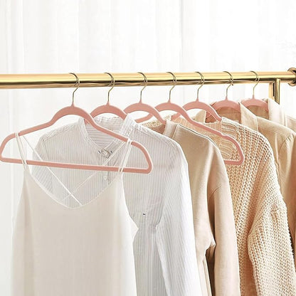 ManGotree Velvet Coat Hangers, Non-Slip Felt Suit Hangers, Ultra-Slim Space Saving Clothes Hanger with 360° Swivel Golden-Plated Hook, 36 Pack (Light Pink)