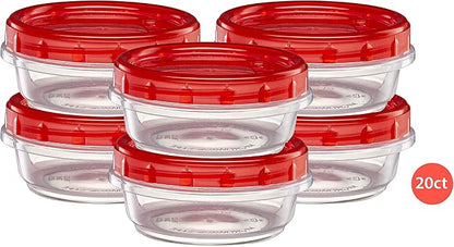 ELEGANT DISPOSABLES (8 Ounce 20 Pack) Twist cap Containers Clear Bottom With Red Top Screw on Lids Twist Top Food Storage Freezer Containers