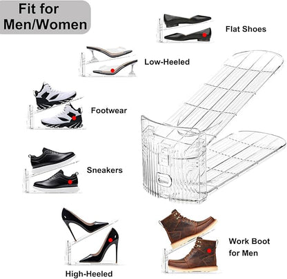 20 Pack Clear Shoe Slots Organizer Adjustable Shoe Stackers for a Pair of Shoes Rack Storage Shoe Space Saver 52% Shoe Hold Shoe Organizer for Closet
