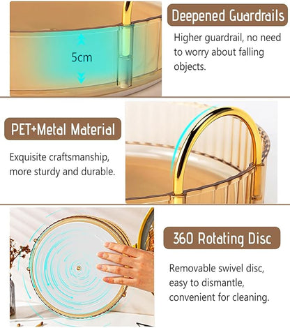 Skincare Organizers 360 Rotating, 3 Tier Round Makeup Organizer Countertop,Holder Rack Large Spinning Cosmetics Display Cases, Perfume Beauty Storage for Vanity, Countertop, Bathroom (Gold-3 Tier)