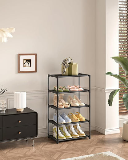 Autonomier 5-Tier Extra Small Shoe Rack (16.3" Wide), Narrow Space-Saving Organizer for Small Spaces, Non-Woven Fabric Lightweight Shoe Shelves, for Closet, Front Door, Entryway, Kids/Toddler/Adults