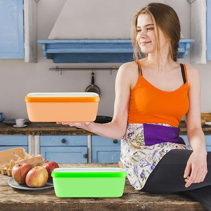 Ice Cream Containers Set of 2, 1.5 Quart Ice Cream Tub, Reusable Homemade Ice Cream Tubs with Stackable Freezer Storage Container for Yogurt, Sorbet, Gelato (Cyan+Orange=2Pack)