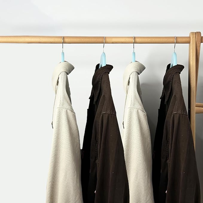 Fresh Blue Wooden Hangers 20 Pack for Adults Heavy Duty Non-Slip Clothes Hangers, Colorful Wood Hangers Pack of 20 Sturdy Coat Hangers for Men Women Shirts Pants Coats Assorted Colors (Blue)