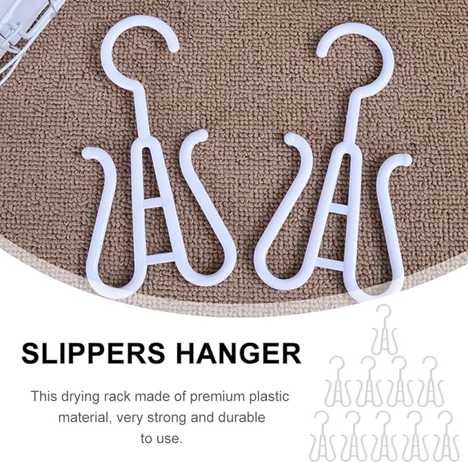 Garneck 10pcs White Plastic Shoe Drying Hooks Multi-functional Slippers Hanging Organizer Sturdy Shoe Holder for Home Closet Storage
