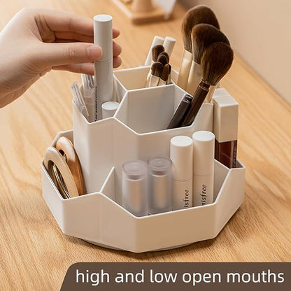 360° Rotating Makeup Brush Holder Organizer with 9 Slots, Makeup Organizers Countertop, Makeup organization and Skincare Storage for Vanity, Desktop, Bathroom (WHITE)