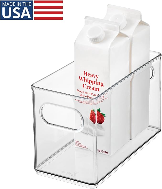iDesign Slim Clear Plastic Stackable Storage Bin - Narrow Fridge, Pantry, or Kitchen Cabinet Organizer