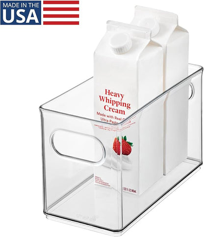 iDesign Slim Clear Plastic Stackable Storage Bin - Narrow Fridge, Pantry, or Kitchen Cabinet Organizer