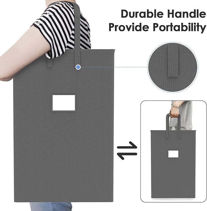 75L Large Laundry Hamper with Handles, Dirty Clothes Hamper for Bedroom Waterproof, Freestanding Tall Laundry Basket Waterproof, Hamper for Bedroom, Bathroom, Dorm, Toys Storage(Grey）